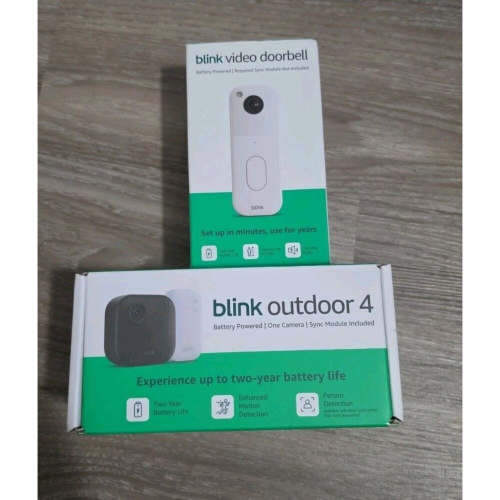 Blink Outdoor 4 Wireless Camera Security System Camera And White Doorbell 2k+ - Picture 1 of 1